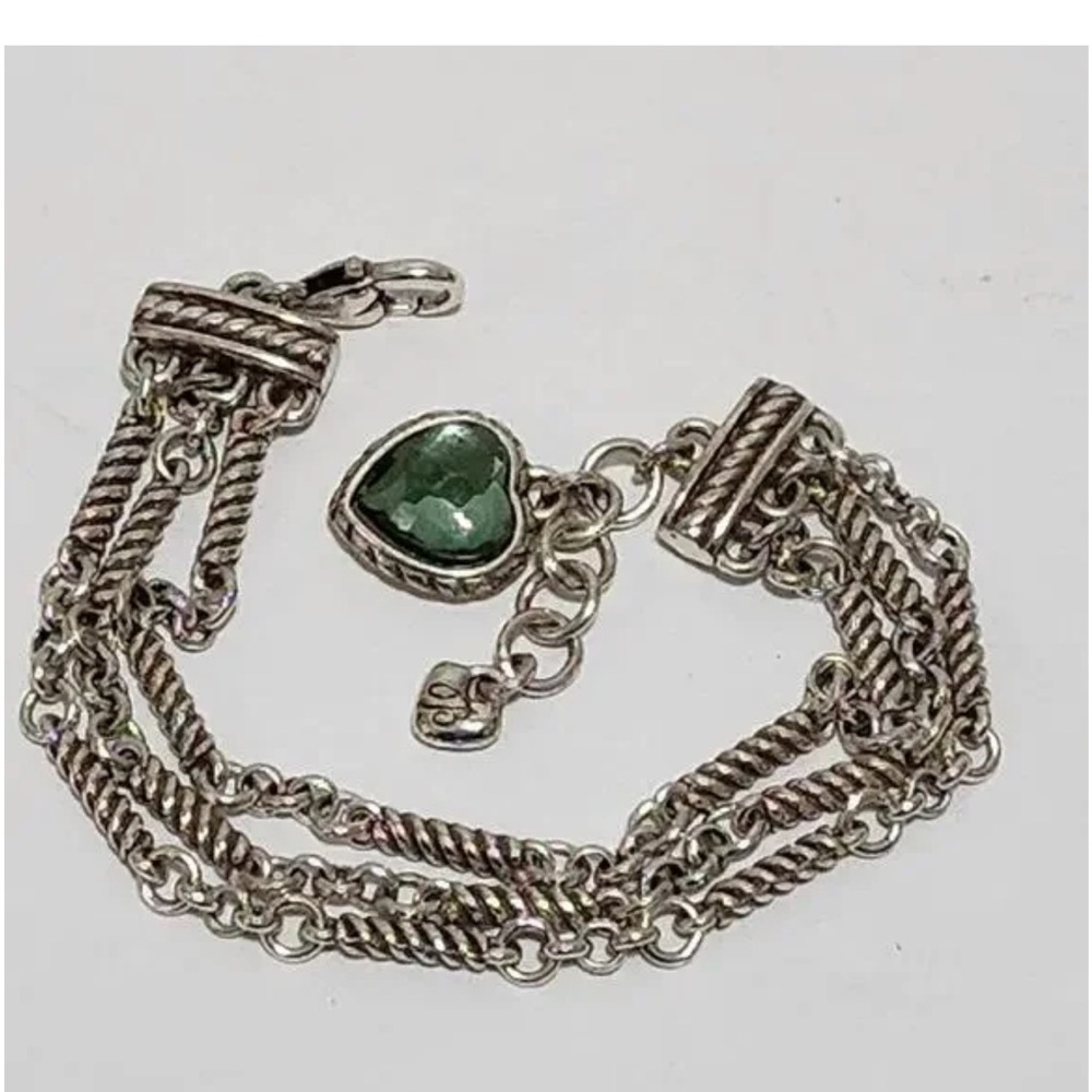 Brighton Newport multi-strand emerald green crystal heart charm bracelet. - Picture 4 of 7